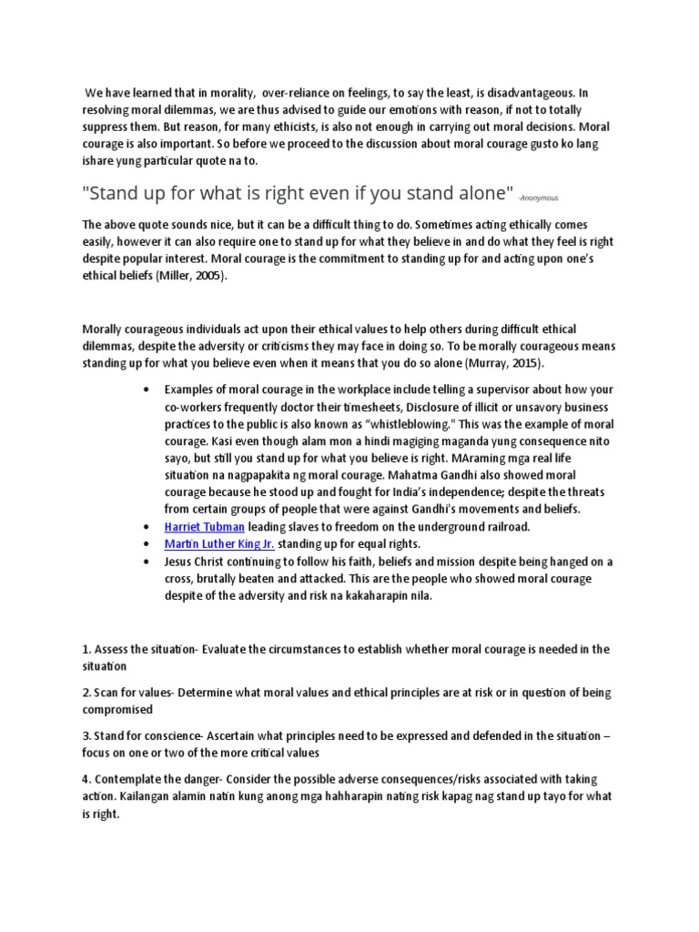 Cultivating Moral Courage in Students | PDF | Delayed Gratification ...