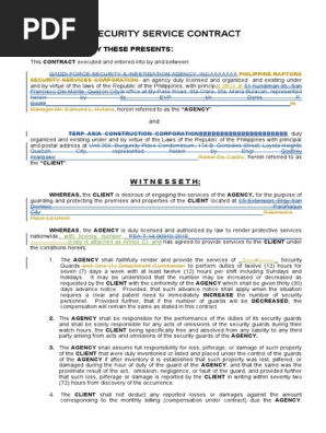 CONTRACT OF SECURITY SERVICES