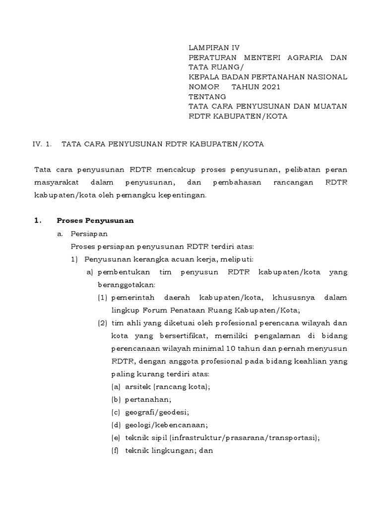 Pedoman Penyusunan Muatan RDTR | PDF