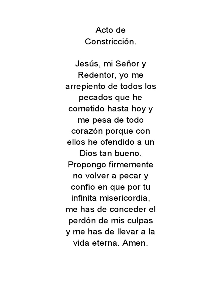 Acto de Contrición Completo | PDF