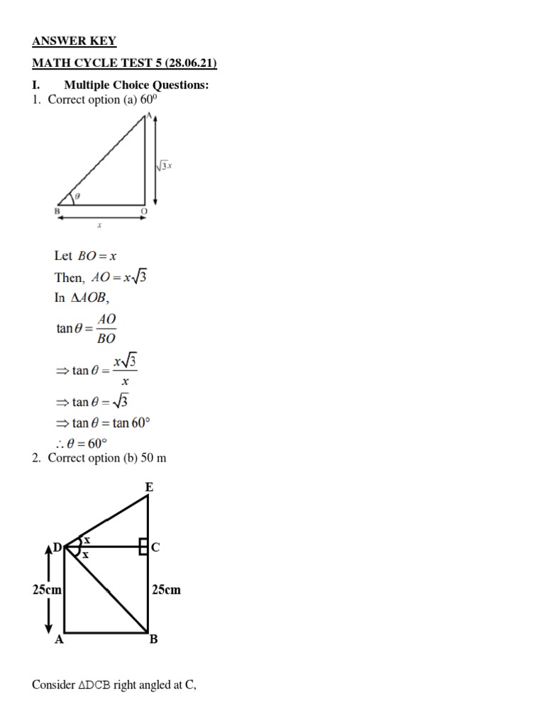 Class 10 Math Chapter Application of Trigonometry Question With Answer ...