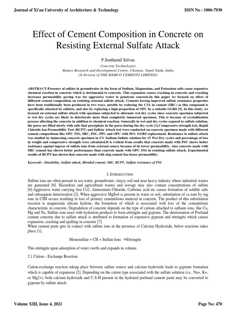 Cement Composition Impact on Sulfate Resistance | PDF | Concrete | Cement