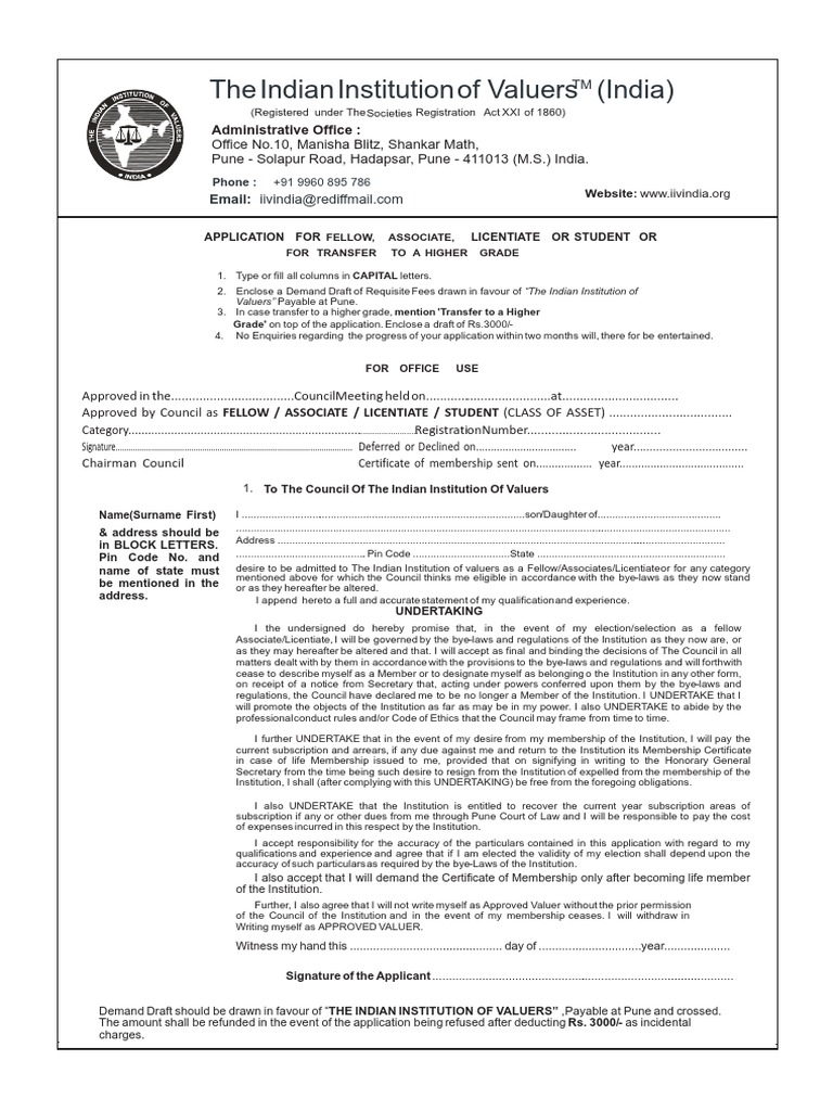 IIV Membership Application Form | PDF | Postgraduate Education ...