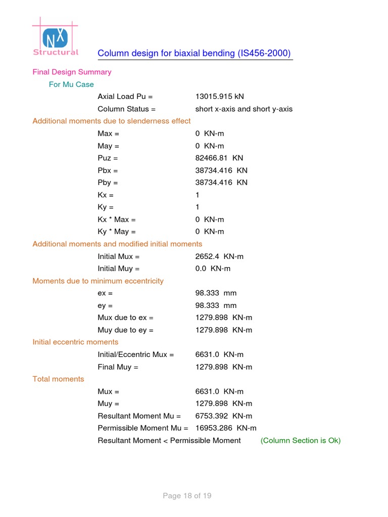 Column Design For Biaxial Bending (IS456-2000) | PDF | Teaching Methods ...
