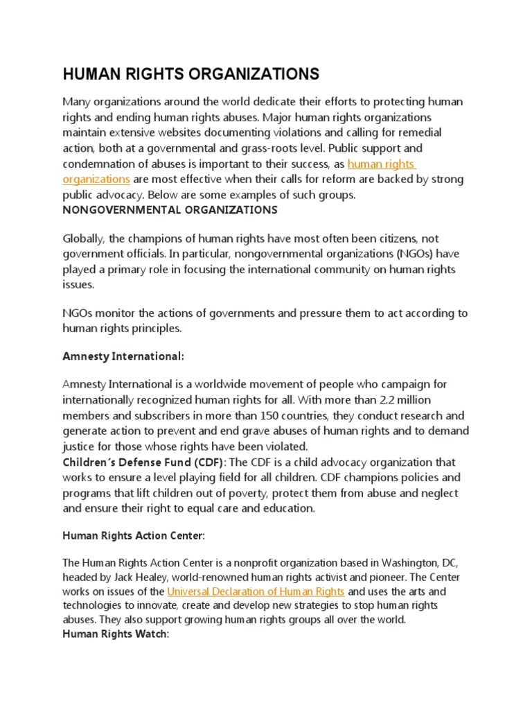 Human Rights Advocacy Groups | PDF | Human Rights | Non Governmental ...