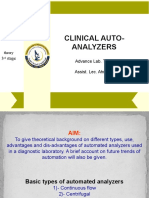 Clinical Auto-Analyzers: 3 Stage Advance Lab. Techniques Assist. Lec. Ahmed Alturki