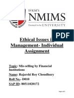 Ethical Issues in Management Assignment - D010 - RajarshiRoyChoudhury