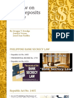 The Law On Bank Deposits Secrecy: By: Jerappy V. Gesulga Jemilyn Verano Jessel Ann Faeldin