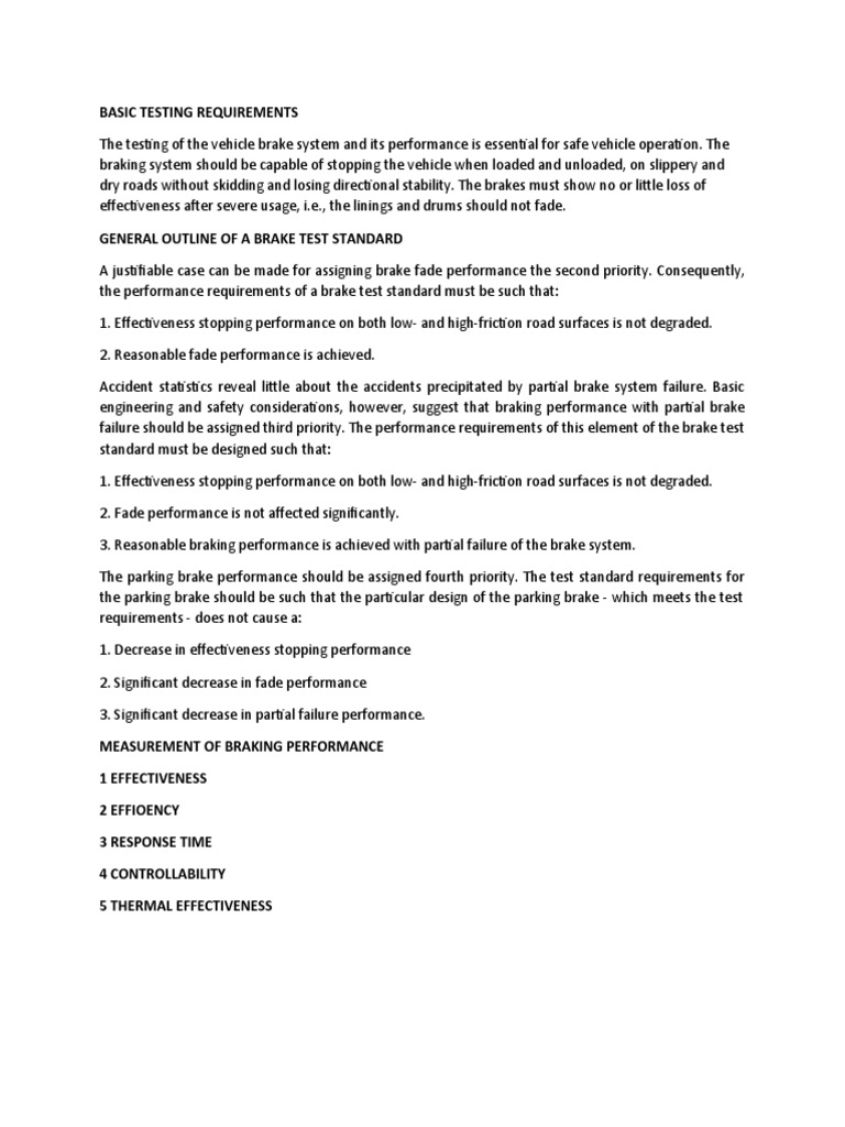Brake Testing Standards and Methods | PDF | Brake | Transportation ...