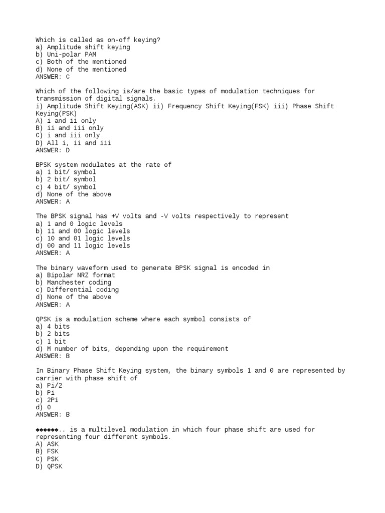 Digital Communication Quiz 2 PDF