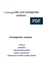 Paradigmatic and Syntagmatic Analysis