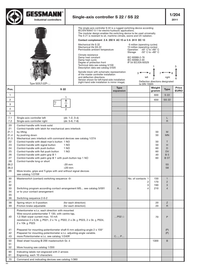 Gessmann Single Axis Controller S 22 SS 22 PDF Manufactured Goods 