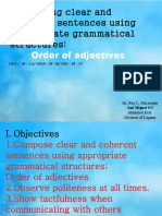 Ordering adjectives in a series to compose clear sentences