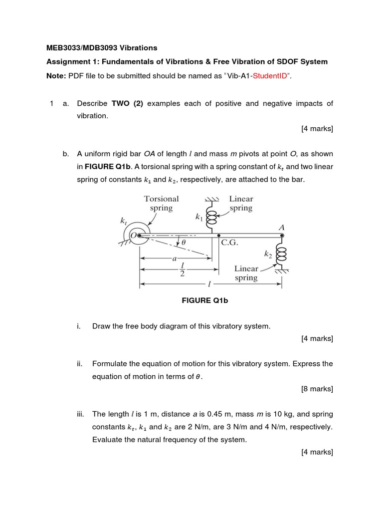 Free Vibration Analysis of SDOF Systems | PDF | Science & Mathematics