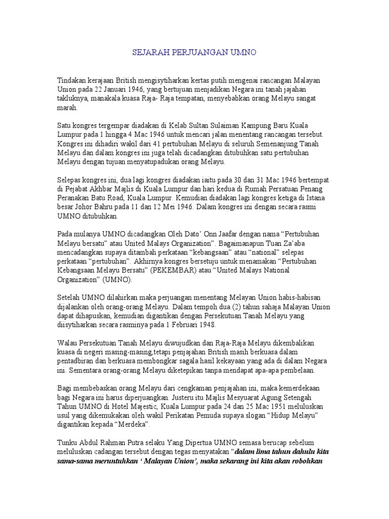 Sejarah Perjuangan Umno Pdf