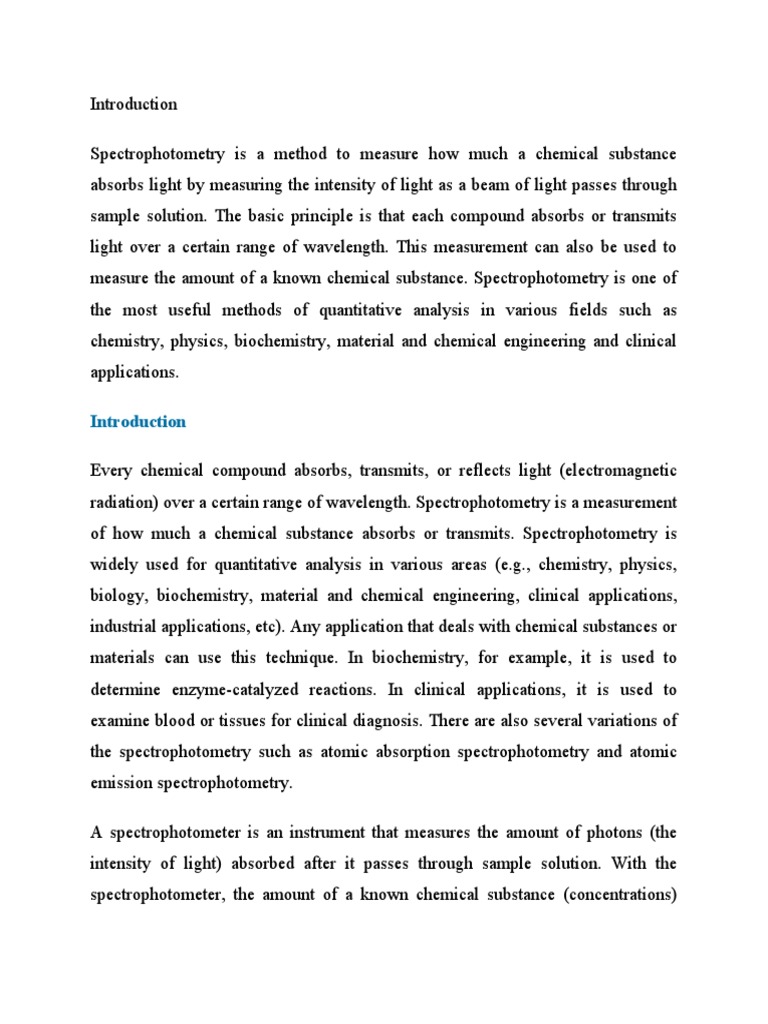 Spectrophotometry Is A Method To Measure How Much A Chemical Substance