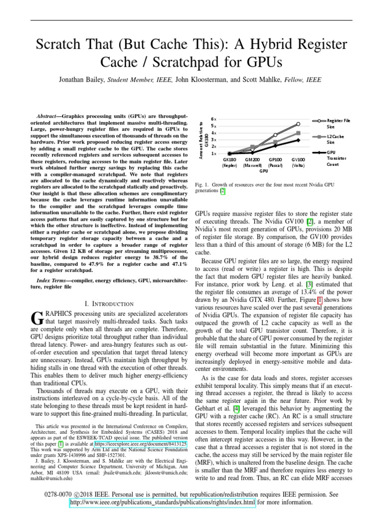 Hybrid Register Cache for GPU Energy Efficiency | PDF | Cpu Cache ...