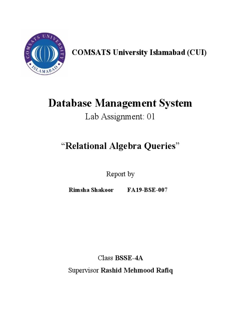 DBS Lab 01 | PDF
