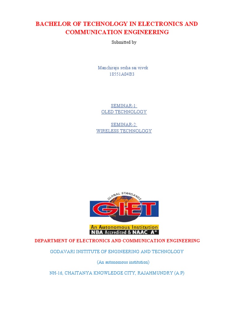 Bachelor of Technology in Electronics and Communication Engineering | PDF