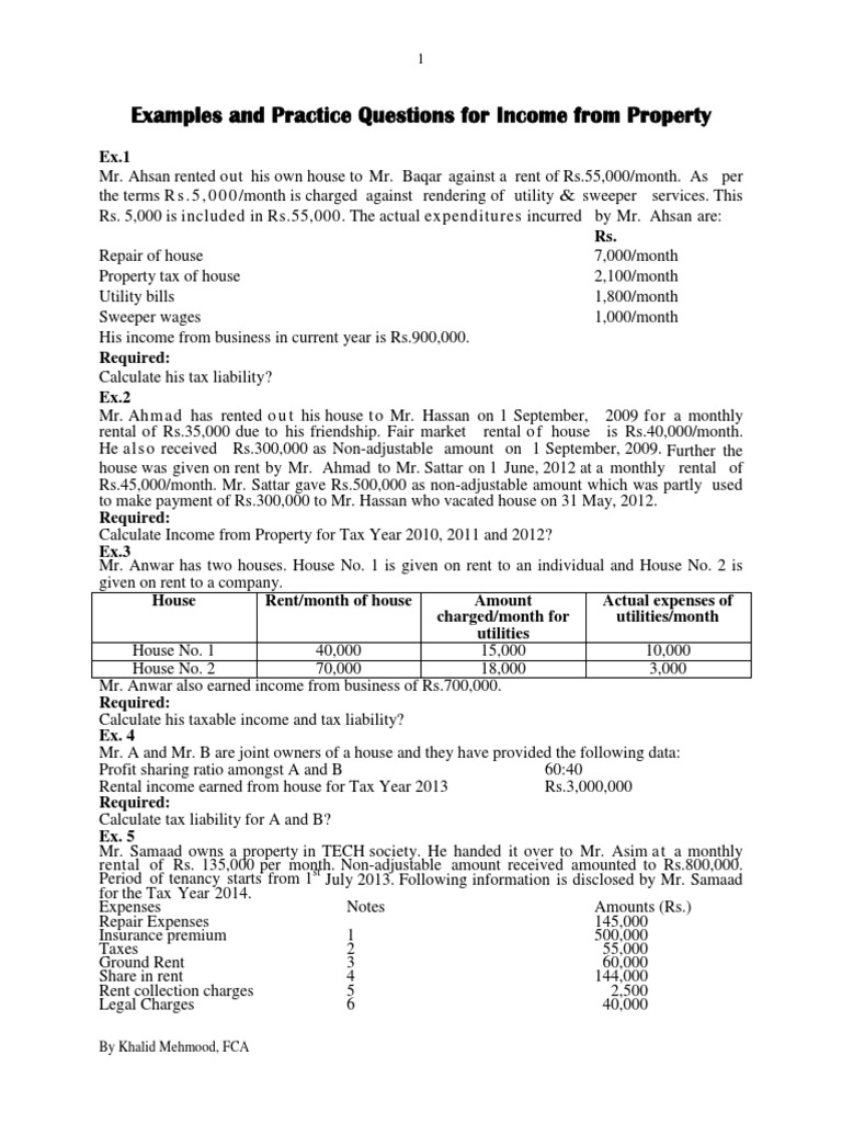 Rental Income Calculation Examples | PDF | Expense | Taxes