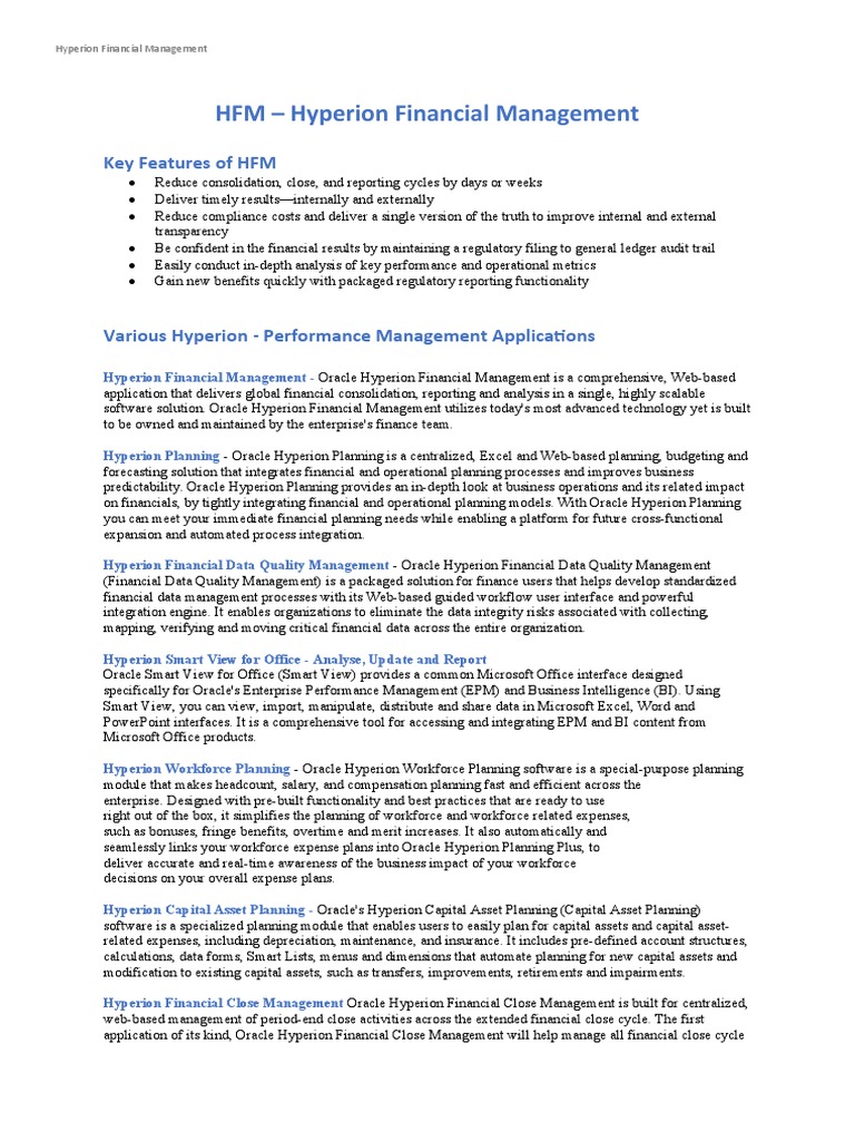 HFM - Optimize Hyperion Financial Management | PDF | Web Application ...