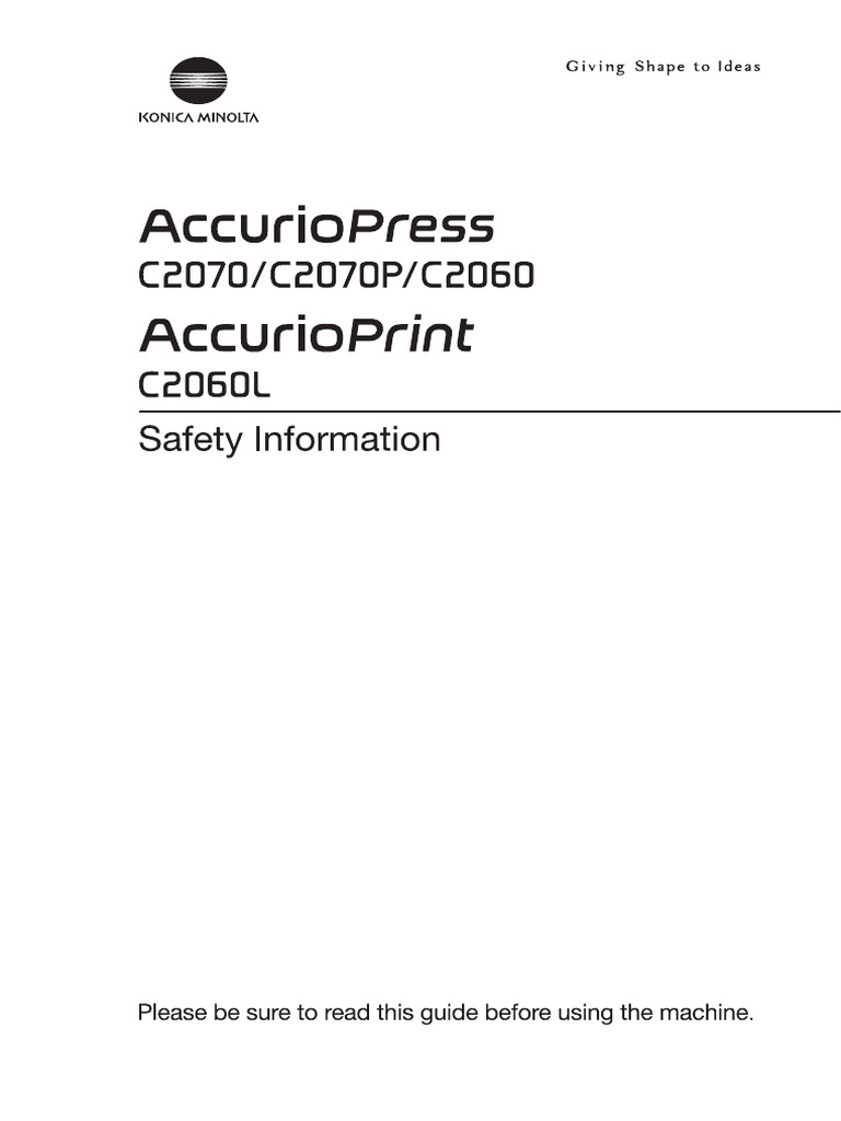 AccurioPress C2070/C2070P/C2060 AccurioPrint C2060L Safety Information ...