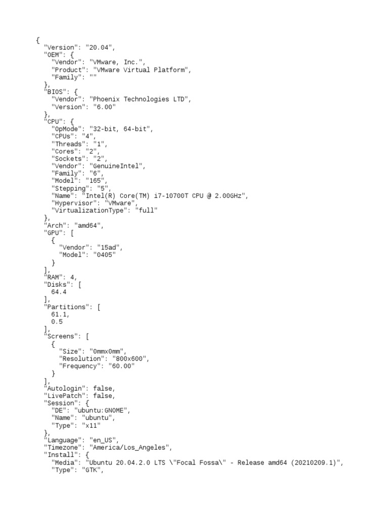 VMware Ubuntu 20.04 System Specs | PDF | Games & Activities ...