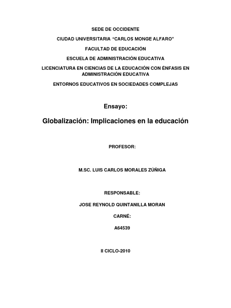 Globalización y su impacto en educación | PDF | Globalización ...