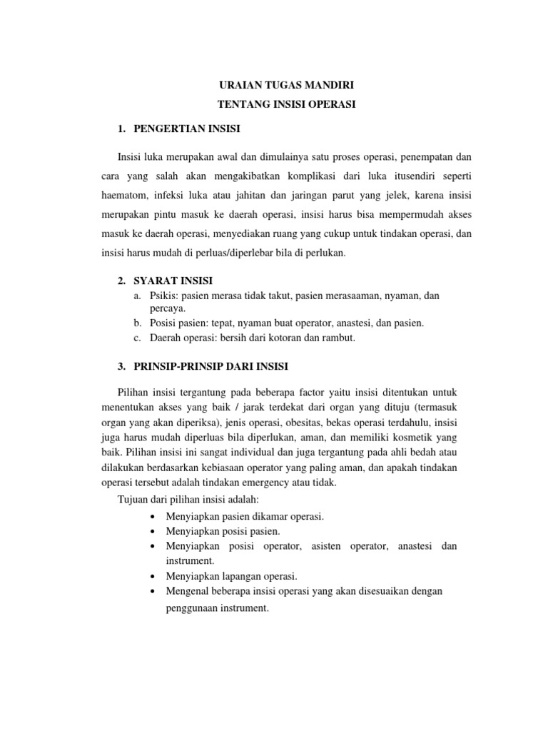 Jenis dan Prinsip Insisi Operasi | PDF