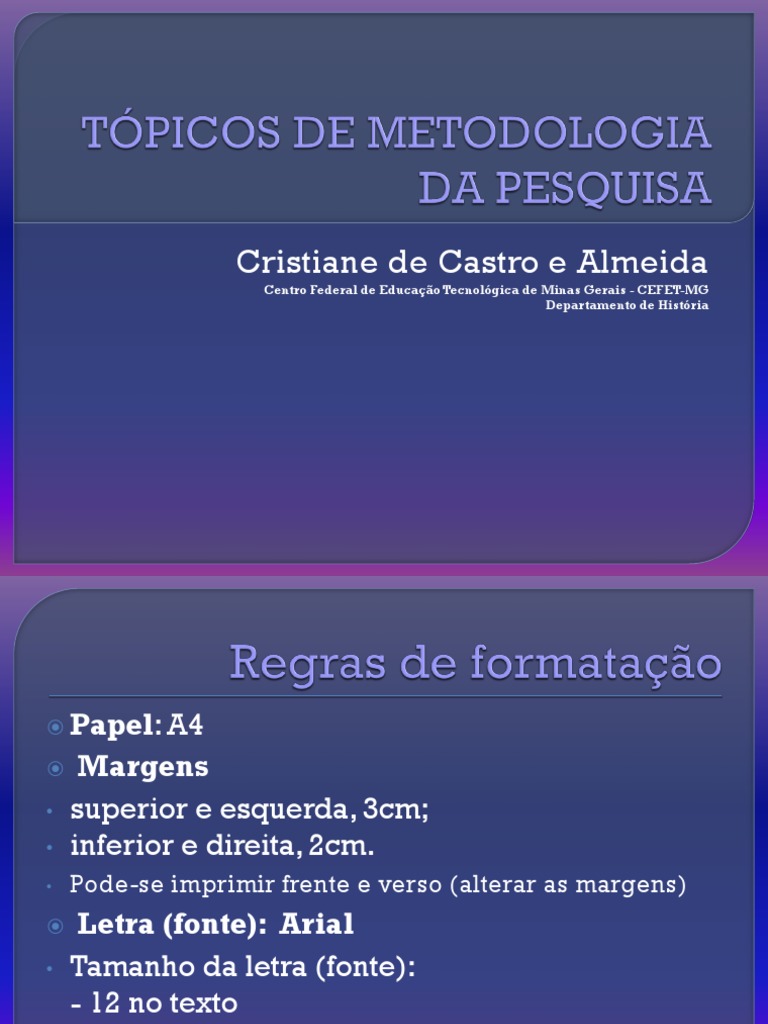 Tópicos de Metodologia - Normas ABNT - Cristiane Almeida - Mar2021 ...