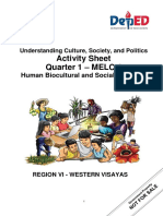 Activity Sheet Quarter 1 - Melc 4: Human Biocultural and Social Evolution