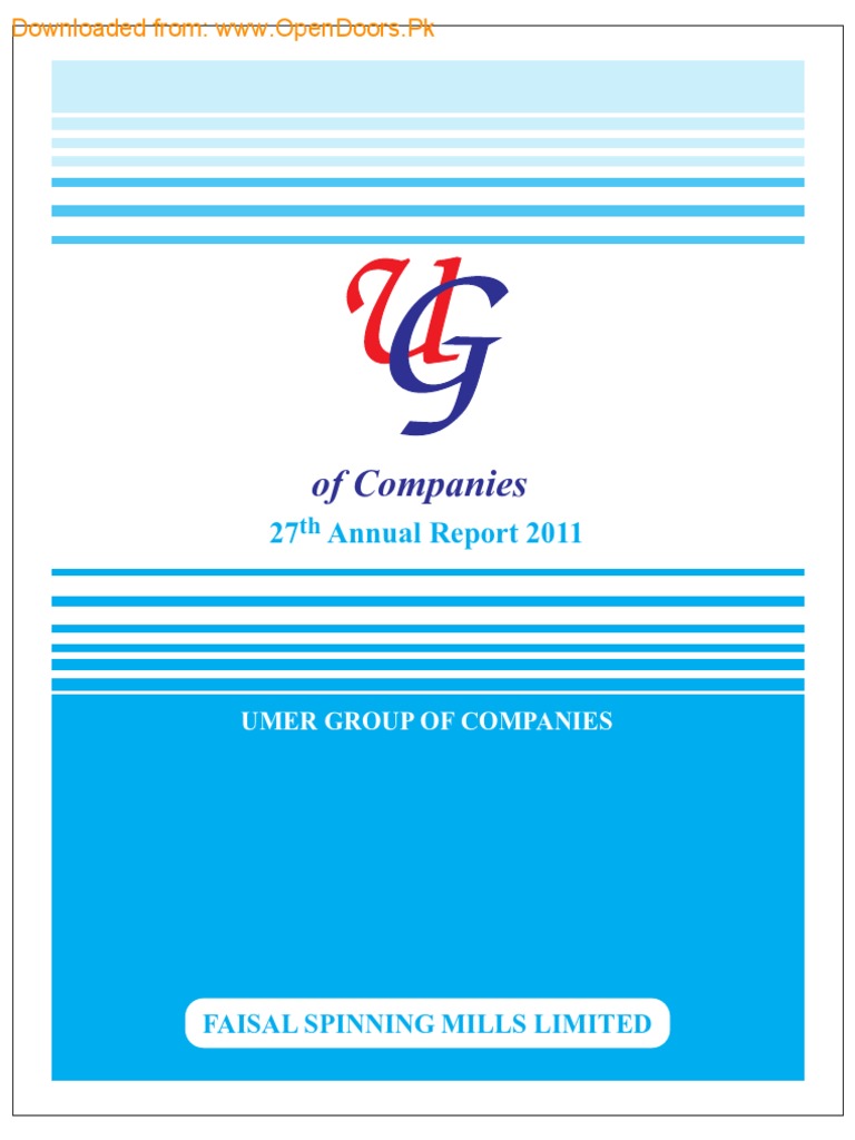 Faisal Spinning Mills Limited 27th Annual Report 2011 Record Profits
