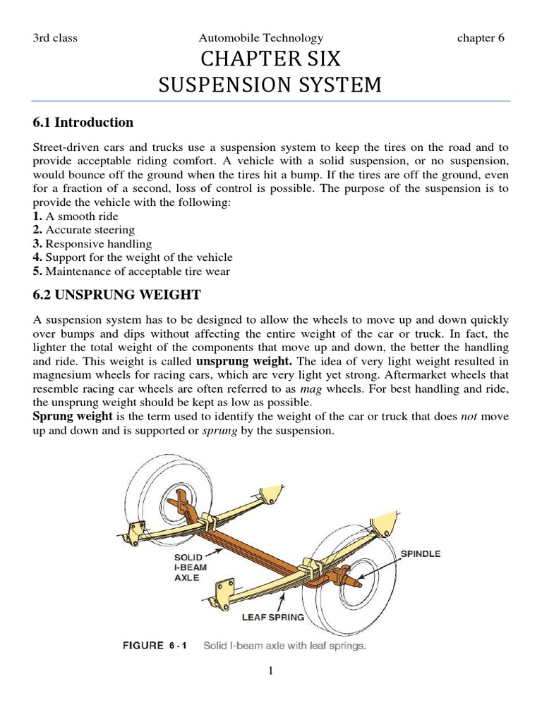 Chapter Six Suspension System PDF Vehicles Vehicle Technology