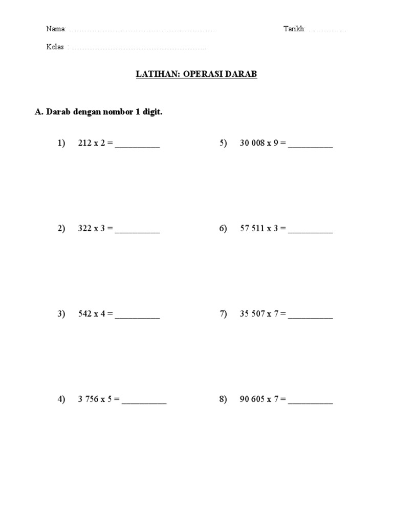 Latihan Matematik Darab Pdf