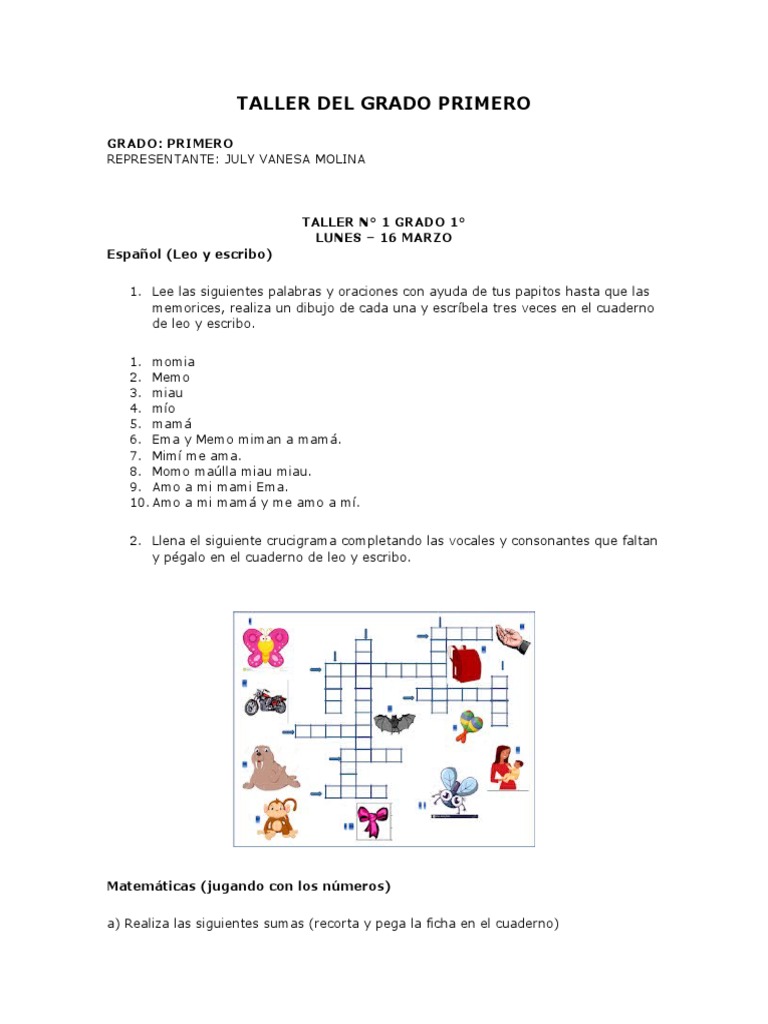 Actividades de Español para Primer Grado | PDF | Artes (general) | Idiomas