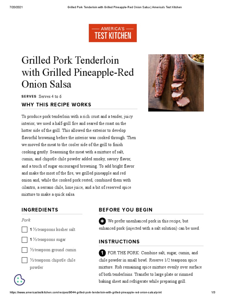 Grilled Pork Tenderloin With Grilled PineappleRed Onion Salsa