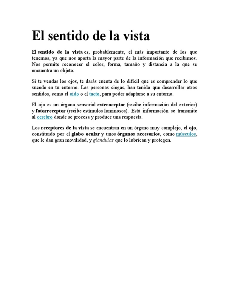 El Sentido De La Vista Pdf Ojo Humano Ojo