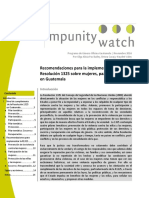 PB Recomendaciones para La Implemenación de La Resoulución 1325 en Guatemala