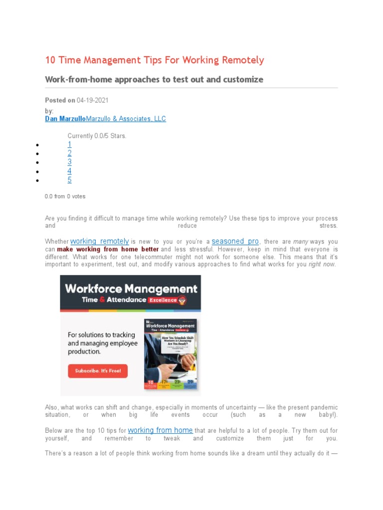 10 Time Management Tips For Working Remotely: Work-From-Home Approaches ...