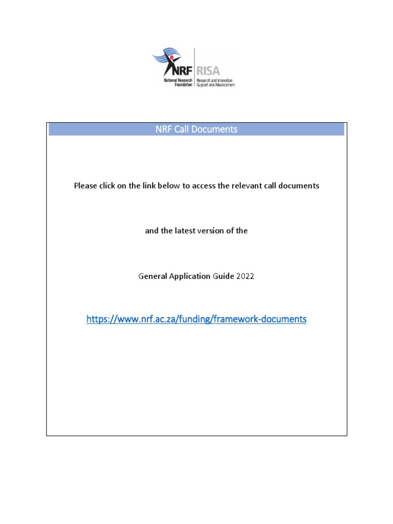 NRF Call Framework Documents Access | PDF