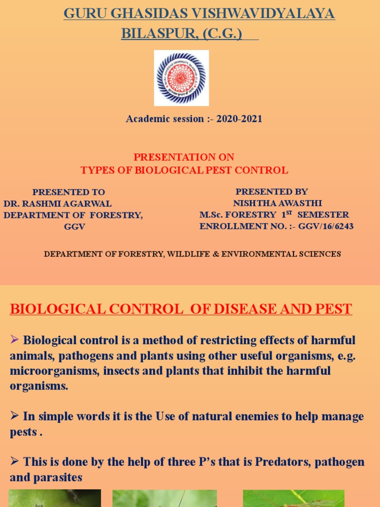 Academic Session20202021 Presentation On Types of Biological Pest