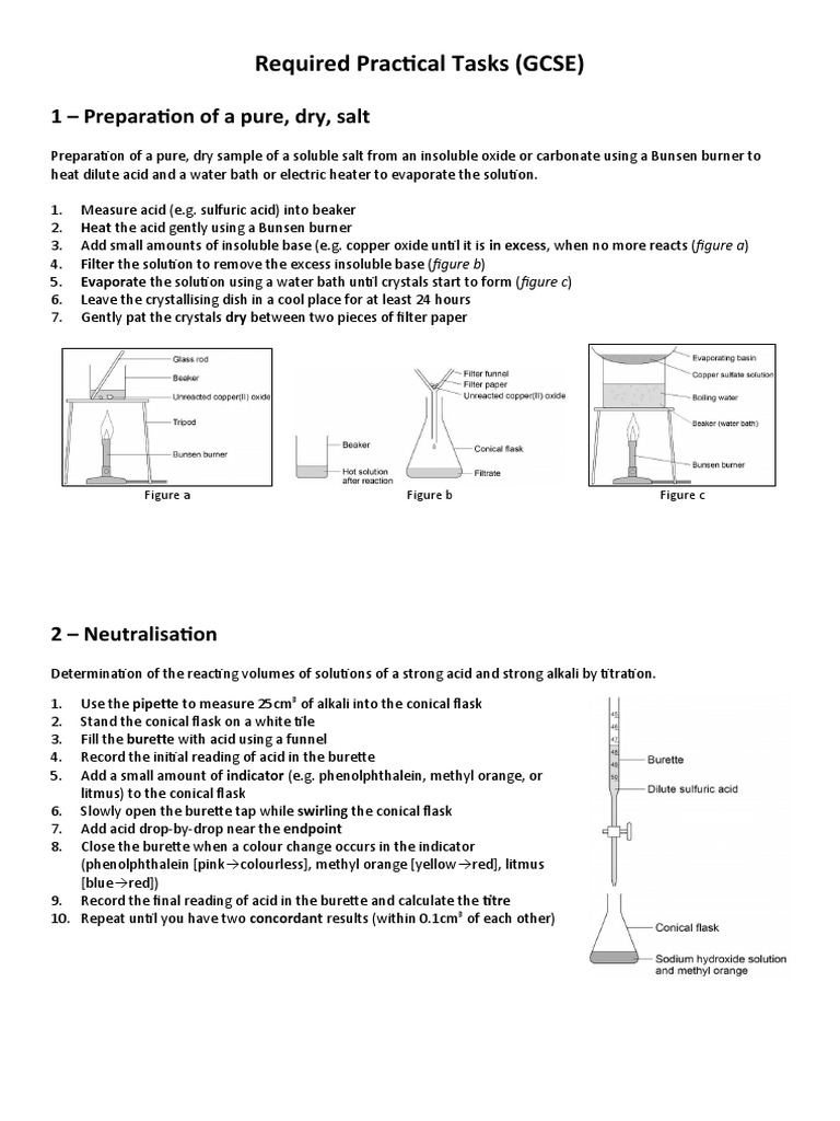 Required Practical Tasks (GCSE) : 1 - Preparation of A Pure, Dry, Salt ...