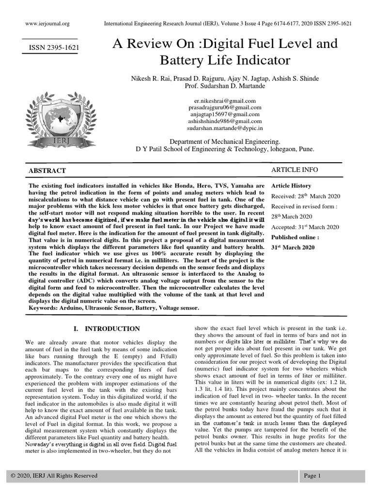 Are View On Digital Fuel Level and Battery Life Indicator PDF