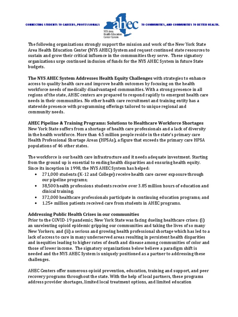 Nys Ahec 2021-22 Sign-On Letter 6.30.21 | PDF | Health Equity | Health ...