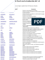 Lista de funciones de Excel con la traducción del _ al Inglés