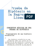 Prueba de Hipotesis en La Regresion Lineal Simple