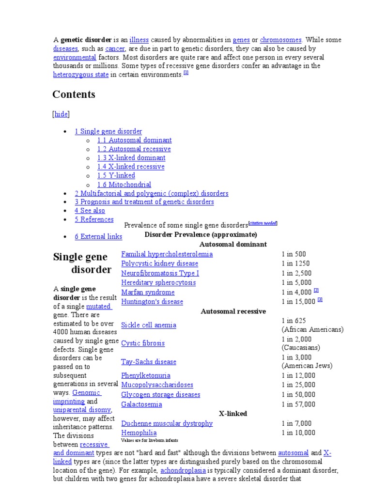 Genetic Disorders | PDF | Genetic Disorder | Biology