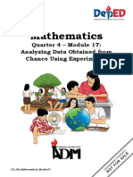 Mathematics: Quarter 4 - Module 17: Analyzing Data Obtained From Chance Using Experiments