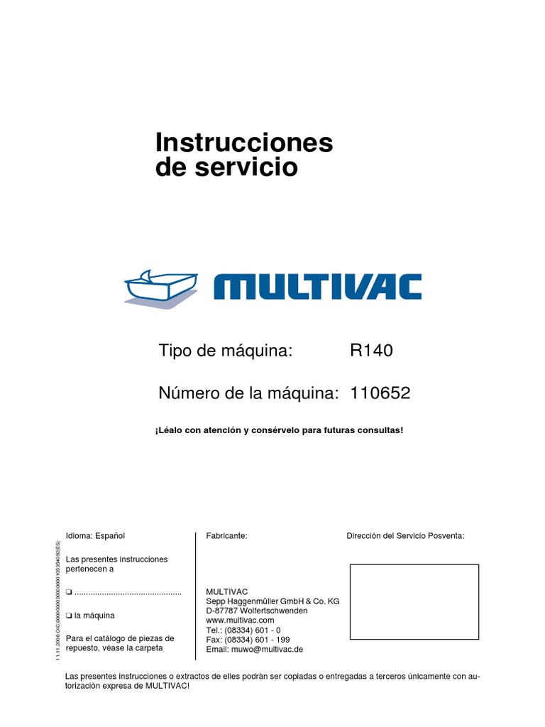 INSTRUCCIONES DE SERVICIO R-140 No.110652, PDF, Bienes manufacturados