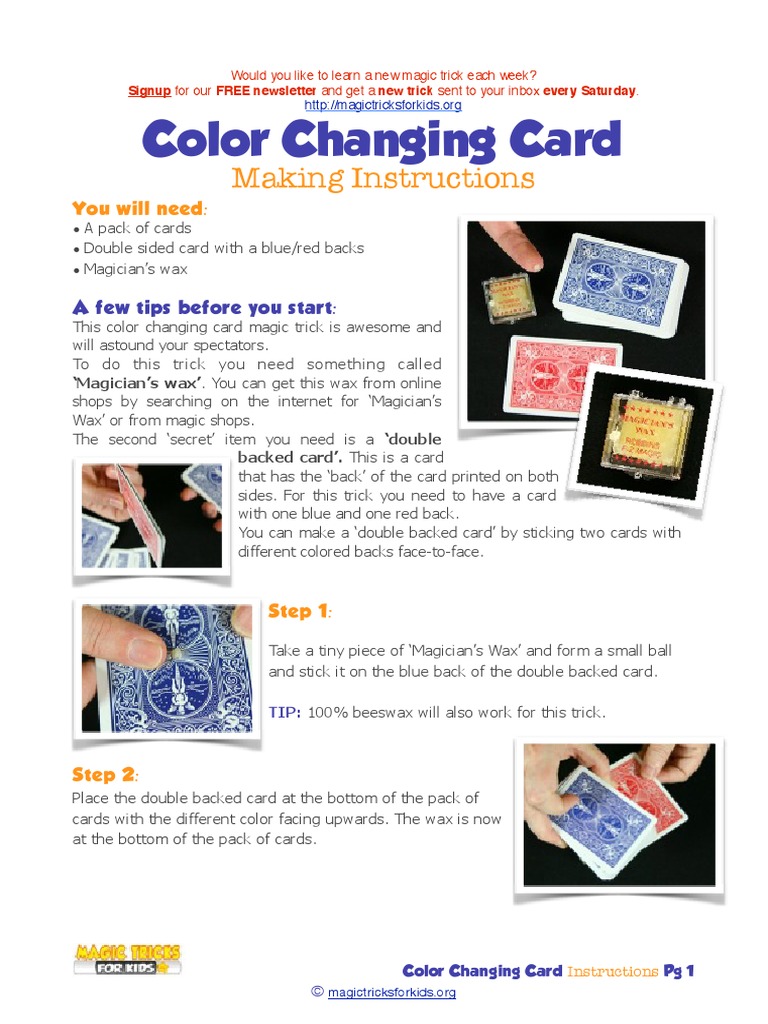 #26 Color Changing Card Magic Trick | PDF | Sports And Entertainment ...